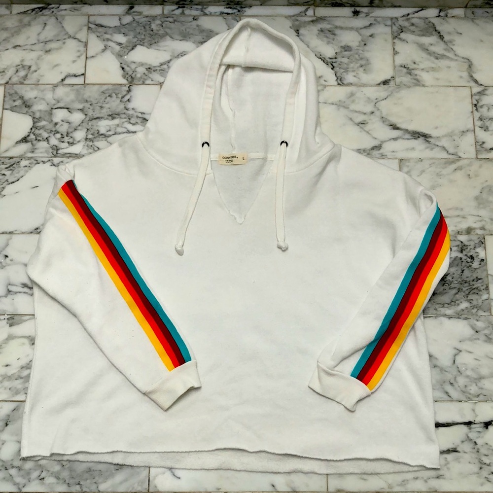 Ocean Drive rainbow sleeve hoodie